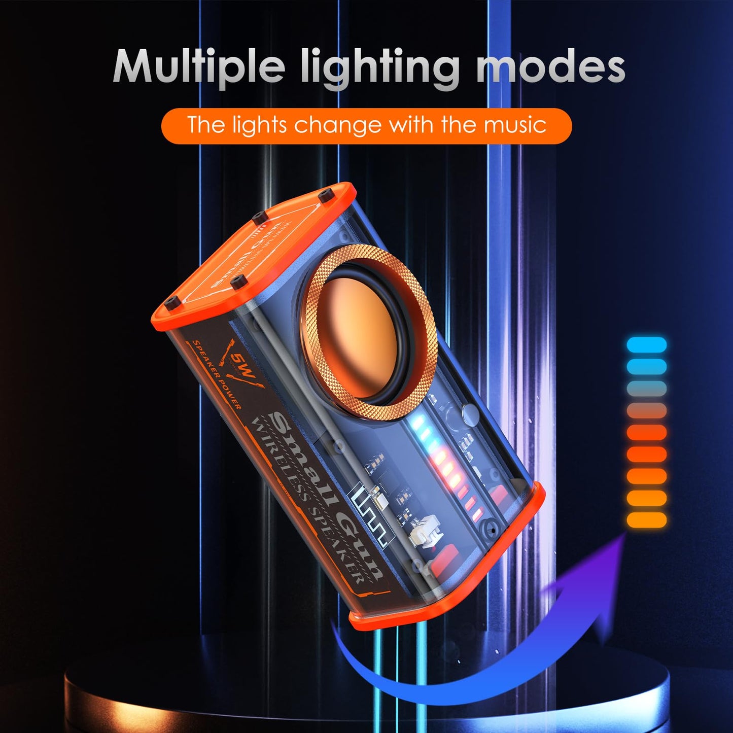 BSZHI Transparent Wireless Bluetooth Speaker Portable Mini Speaker with LED Colorful Lights Stereo Sound TWS Small Speakers for Office, Party Camping, Shower, Home, Travel