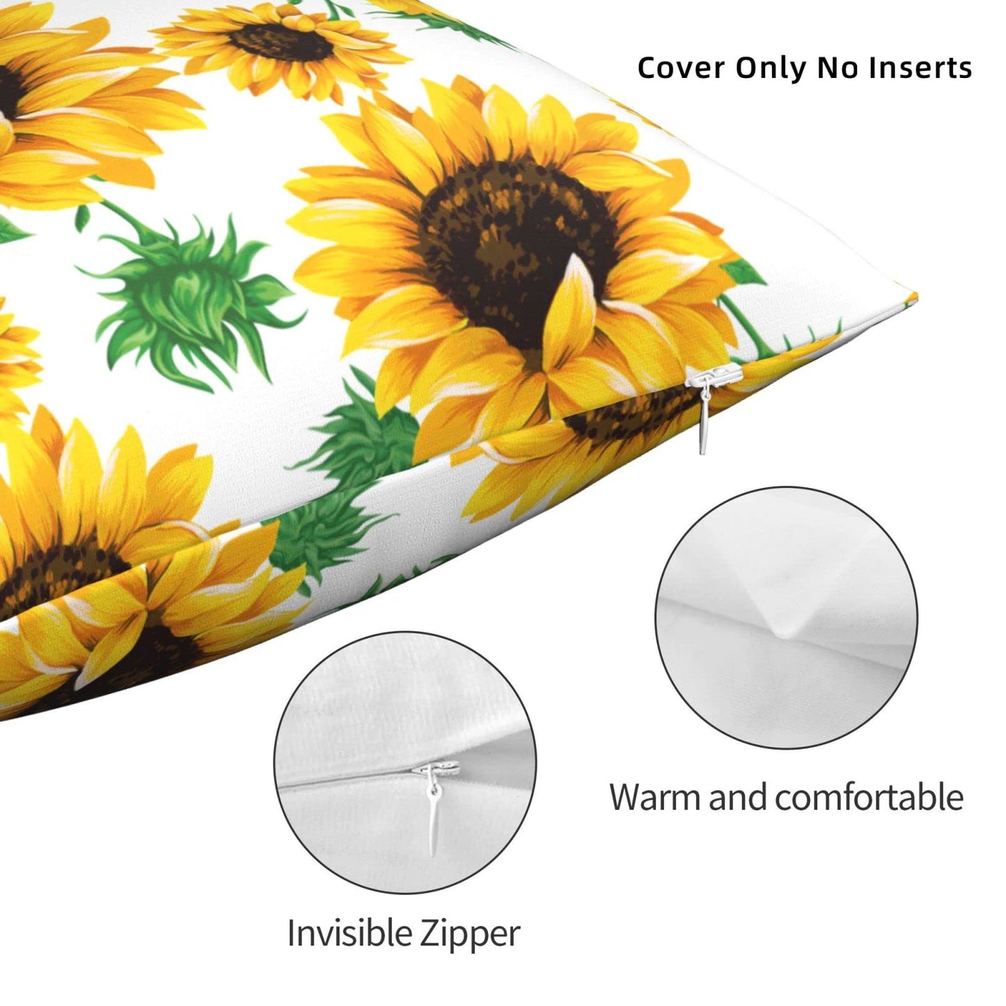 Wizfuyq Yellow Sunflower Throw Pillow Case Square Cushion Cover Home Decorative Sofa Armchair Bedroom Livingroom Standard Pillowcase 22 X 22 Inch