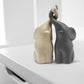Loving Pair of Elephants in Beige & Grey - Modern Ceramic Sculpture - Figurine as a Set - Decoration Figure 6.3" high - Ornament Elephant in Love