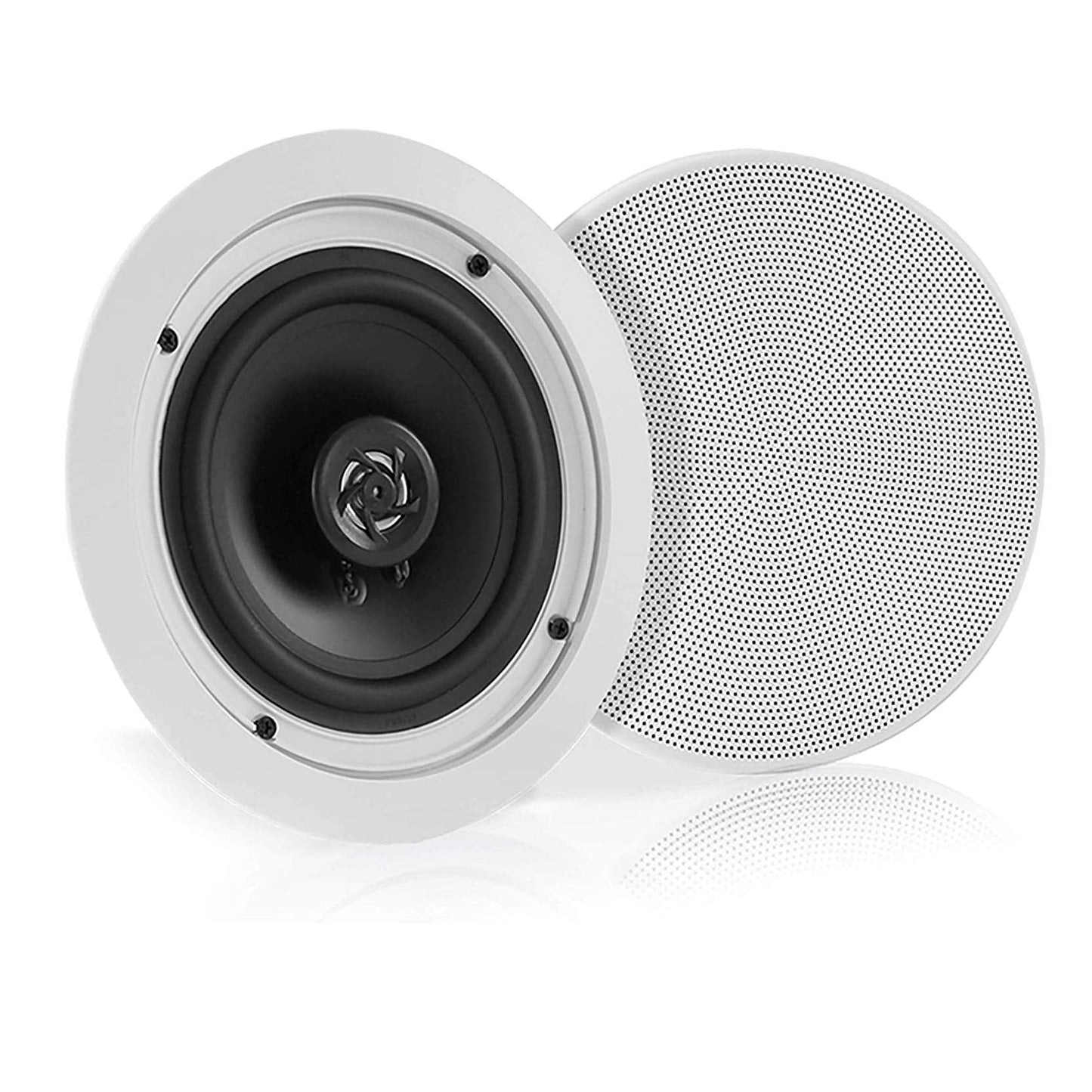 Pyle 5.25” Pair Bluetooth Flush Mount In-wall In-ceiling 2-Way Speaker System Quick Connections Changeable Round/Square Grill Polypropylene Cone & Polymer Tweeter Stereo Sound 150 Watt (PDICBT552RD)