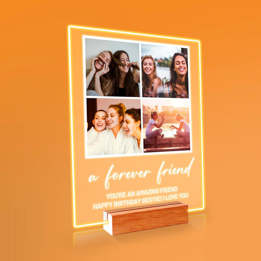 Personalized Photo Plaque Print with Wooden, Acrylic, Led Light Stand - Bestfriend Gift Gift for Her Gift for Him Photo Collage Best Friend Gifts Custom Couples Gift Gifts for wife