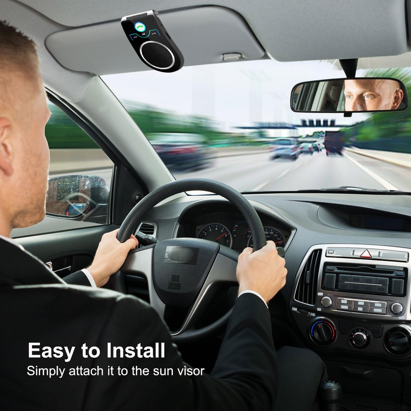 Bluetooth 5.0 Car Speaker, in Car Speakerphone, Bluetooth Receiver for Cell Phone Support Siri Google Voice Assistant, Built in Microphone&3W Speaker for Handsfree Calls, GPS, Music