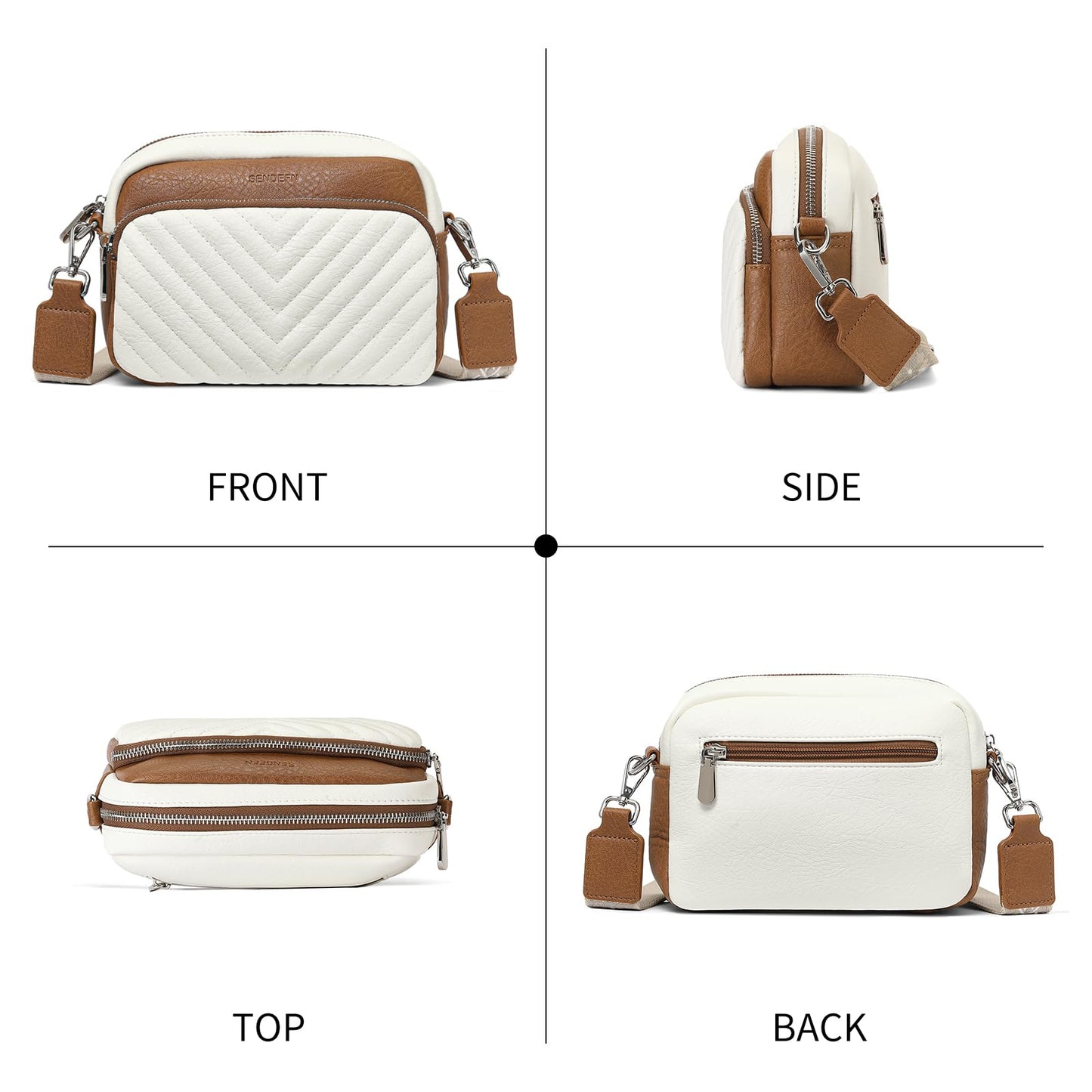 SENDEFN Crossbody Bags for Women Vegan Leather Purses Small Shoulder Handbags with Wide Strap