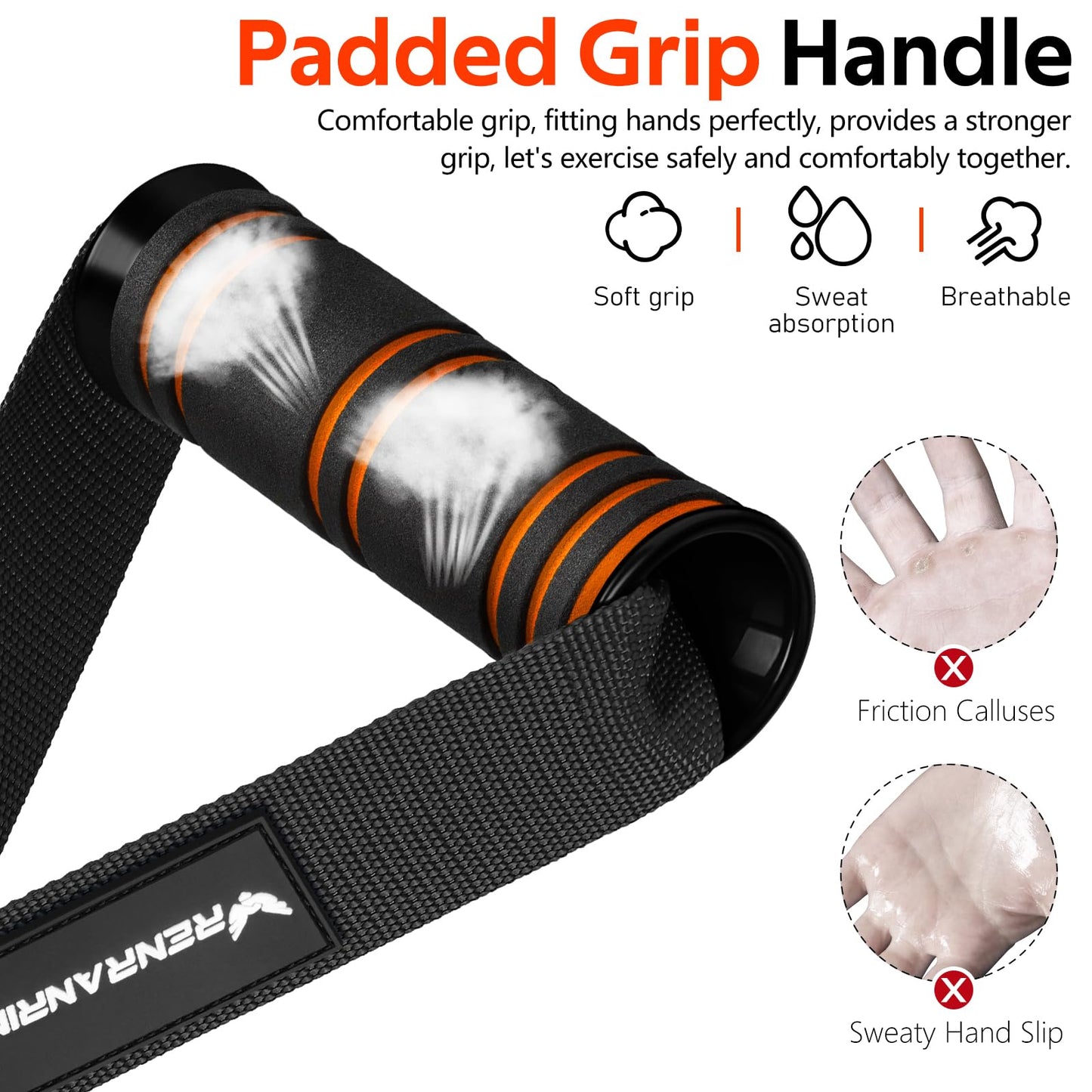 RENRANRING Gym Exercise Handles, Replacement Handle Attachments for Cable Machine Pulleys, Resistance Band and Strength Trainer, Pull Down Workout Accessories, Home Gym Add On Equipment