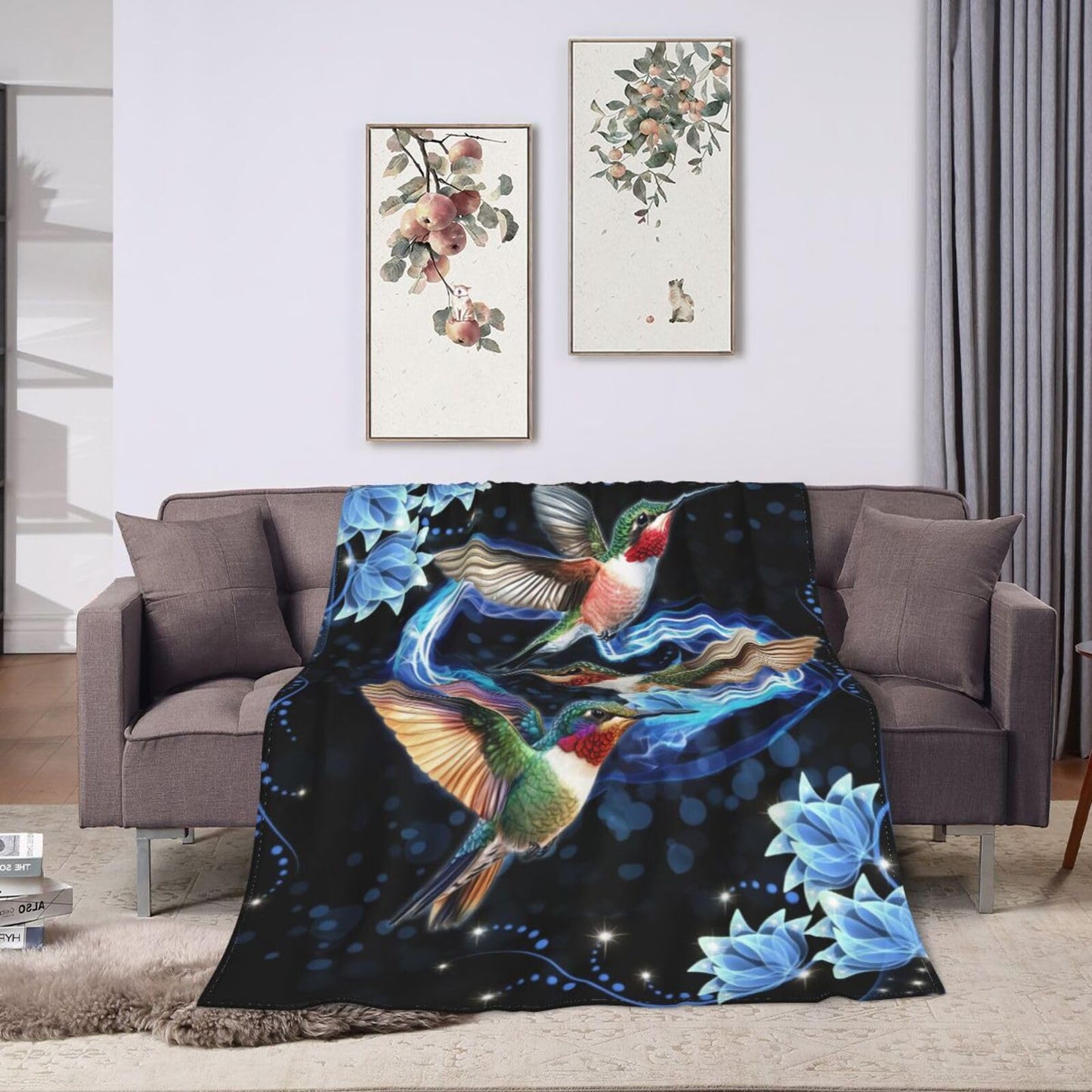 Hummingbird Blanket Super Cozy Soft Hummingbird Throw Blanket Warm Plush Fluffy Hummingbird Stuff Gifts for Women Girls Fleece Flannel Gift Blankets for Kids Adults 50"X40"