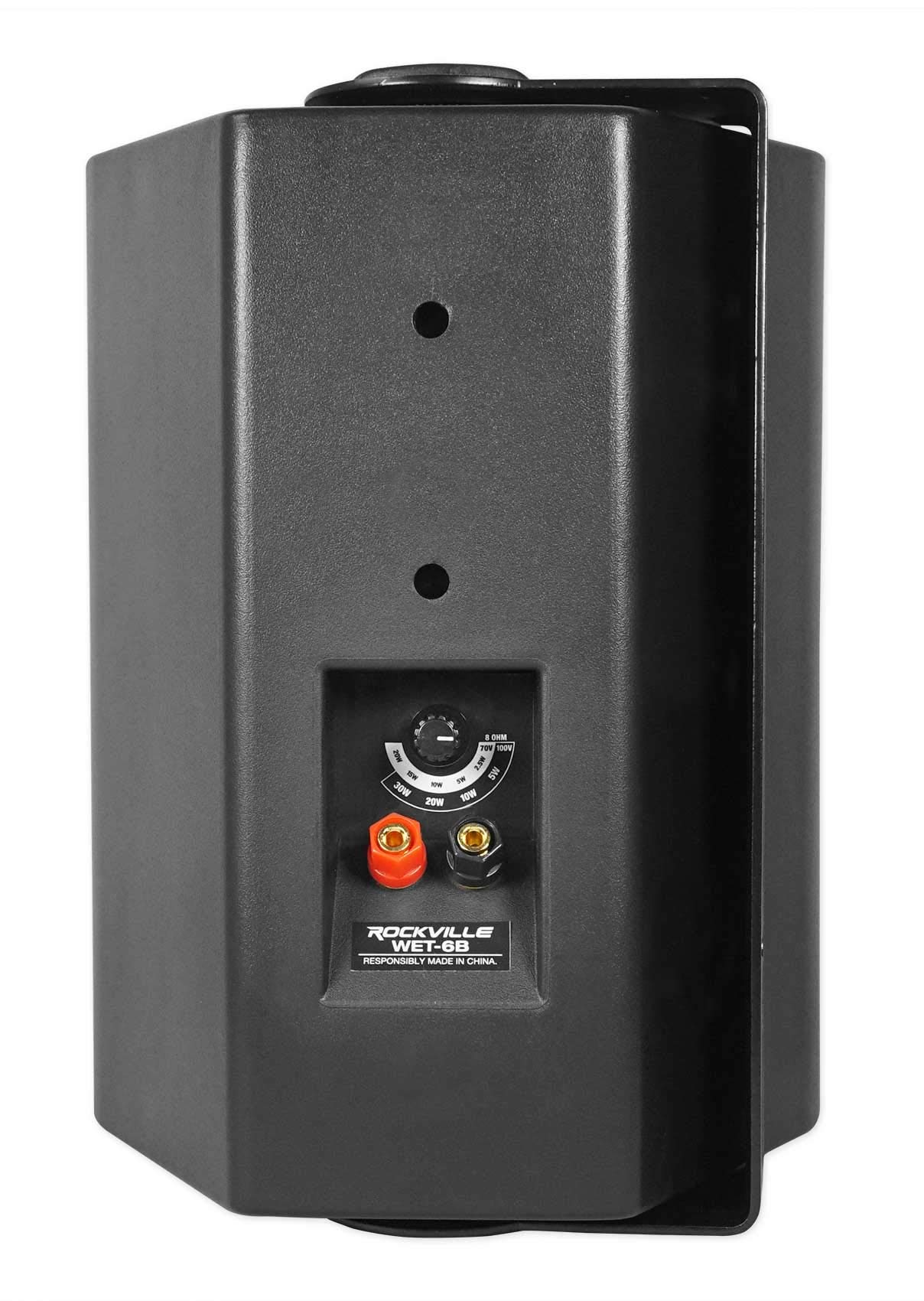 Rockville WET-6B 70V 6.5" IP55 Commercial Indoor/Outdoor Wall Speaker - Black