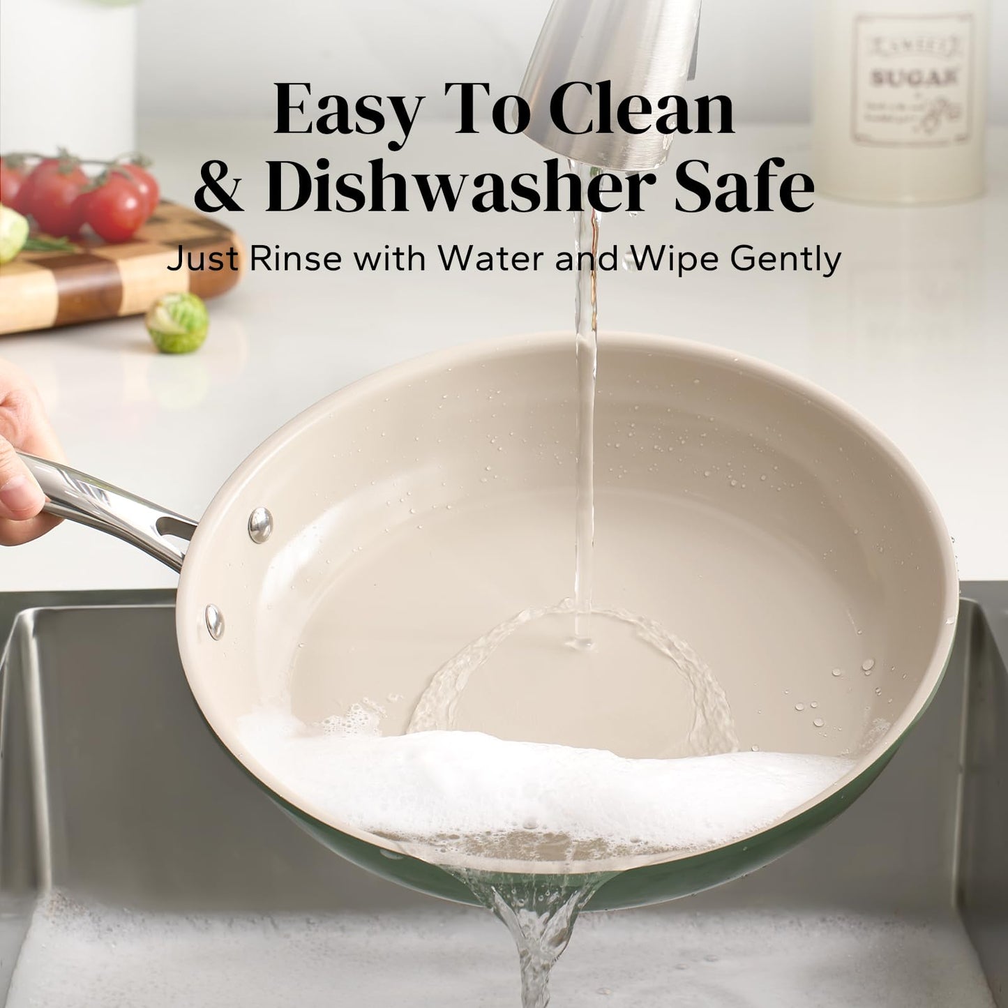 Redchef Nonstick Frying Pan Skillet, Ceramic Non-Stick Saute Pans, 11 inch Cooking Fry Pan with Stay Cool Handle, All Stovetops (Gas, Electric & Induction), Dishwasher/Oven Safe, PFAS-Free (Green)