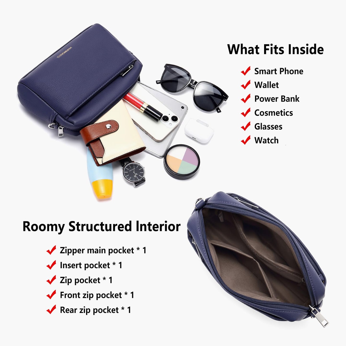 WESTBRONCO Small Crossbody Bags for Women, Shoulder Handbags, Satchel Purse with Adjustable Strap Coffee