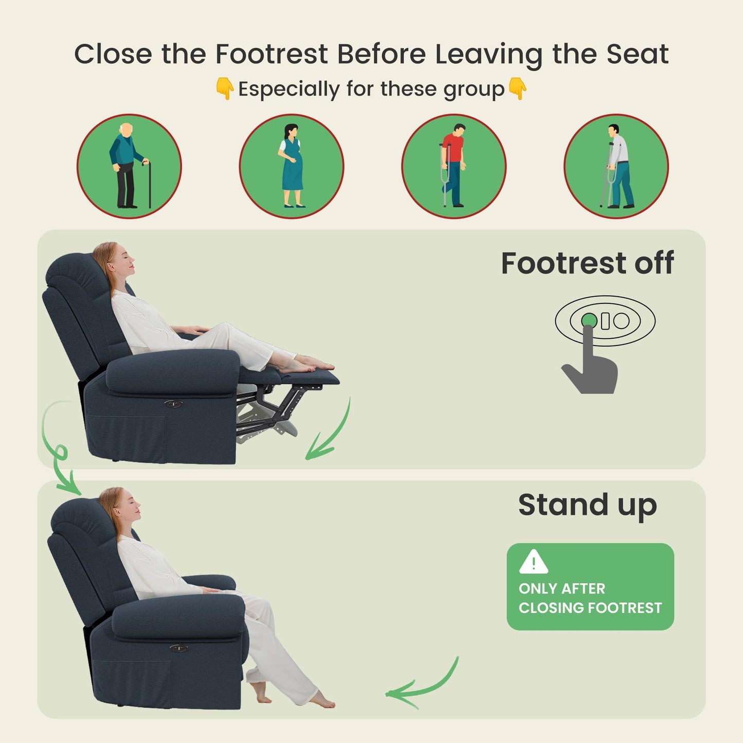 Welzona Updated Power Recliner Chair, Adjustable Electric Recliner Chair for Adults, Ultra-Comfy Teddy Fleece Recliner Chair for Small Space, Tool-Free Assembly, 2 Side Pockets and USB Port, Blue Gray