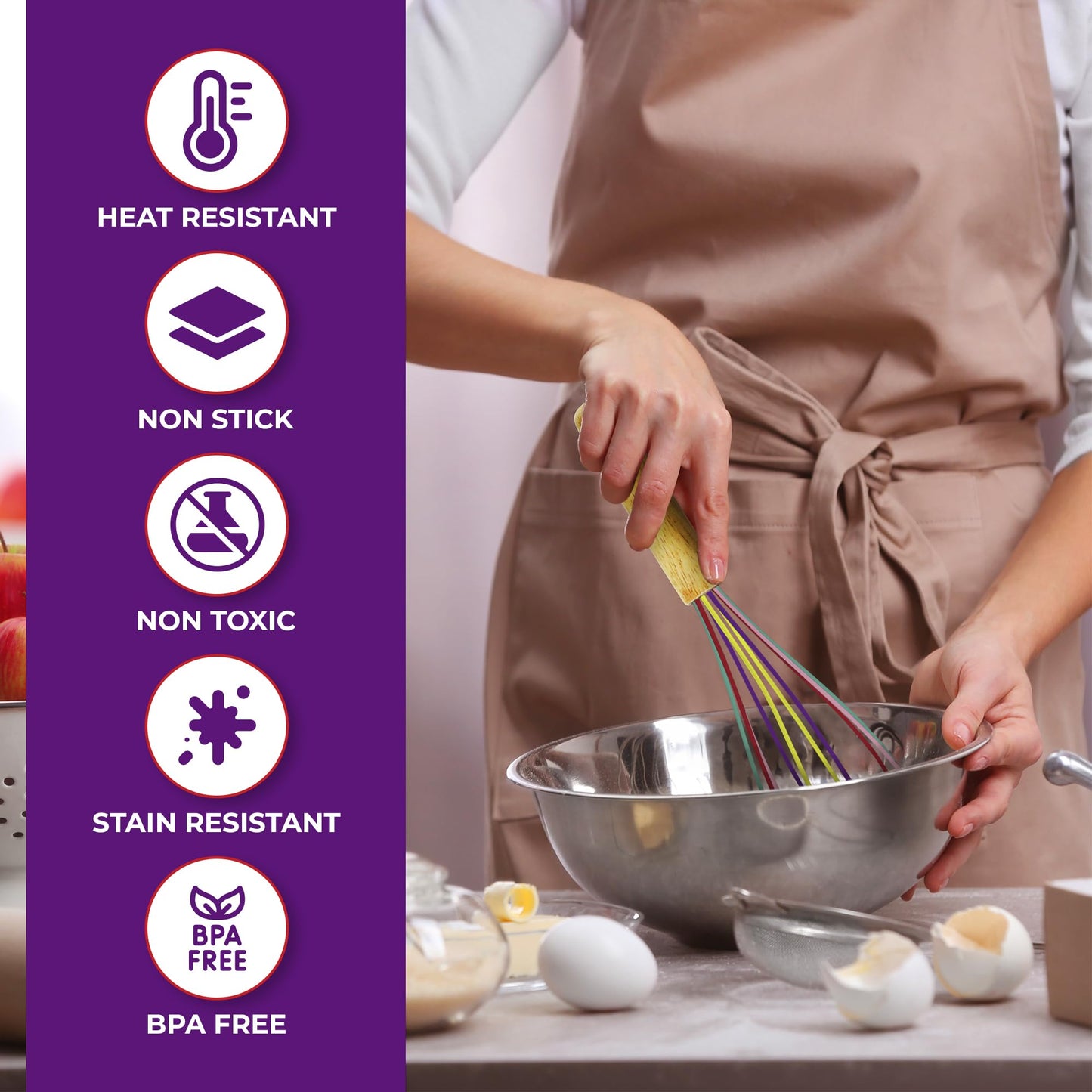 Kaluns 50 PCS Silicone Kitchen Utensils Set Complete Kitchen Set - 800°F Heat Resistant Non-Stick Premium Silicone Cooking Utensils W Wooden Handles - Can Opener, Masher, Turner, Silicone Spatula Set