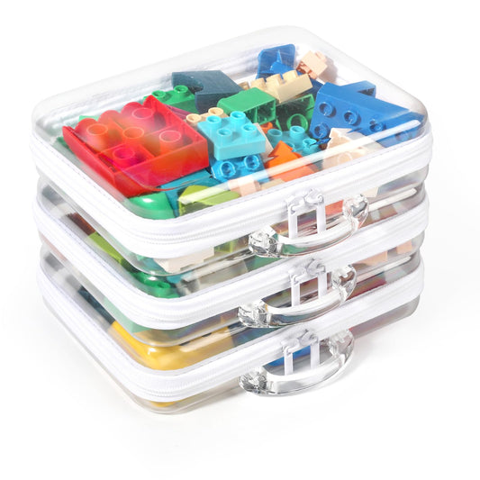 EAROND 3 Pack Clear Hard Shell Zipper Case PVC Zipper Pouches,Transparent Toiletry Pouches,Waterproof Travel Organizers,Portable Toy Storage Bins(M+M+M)