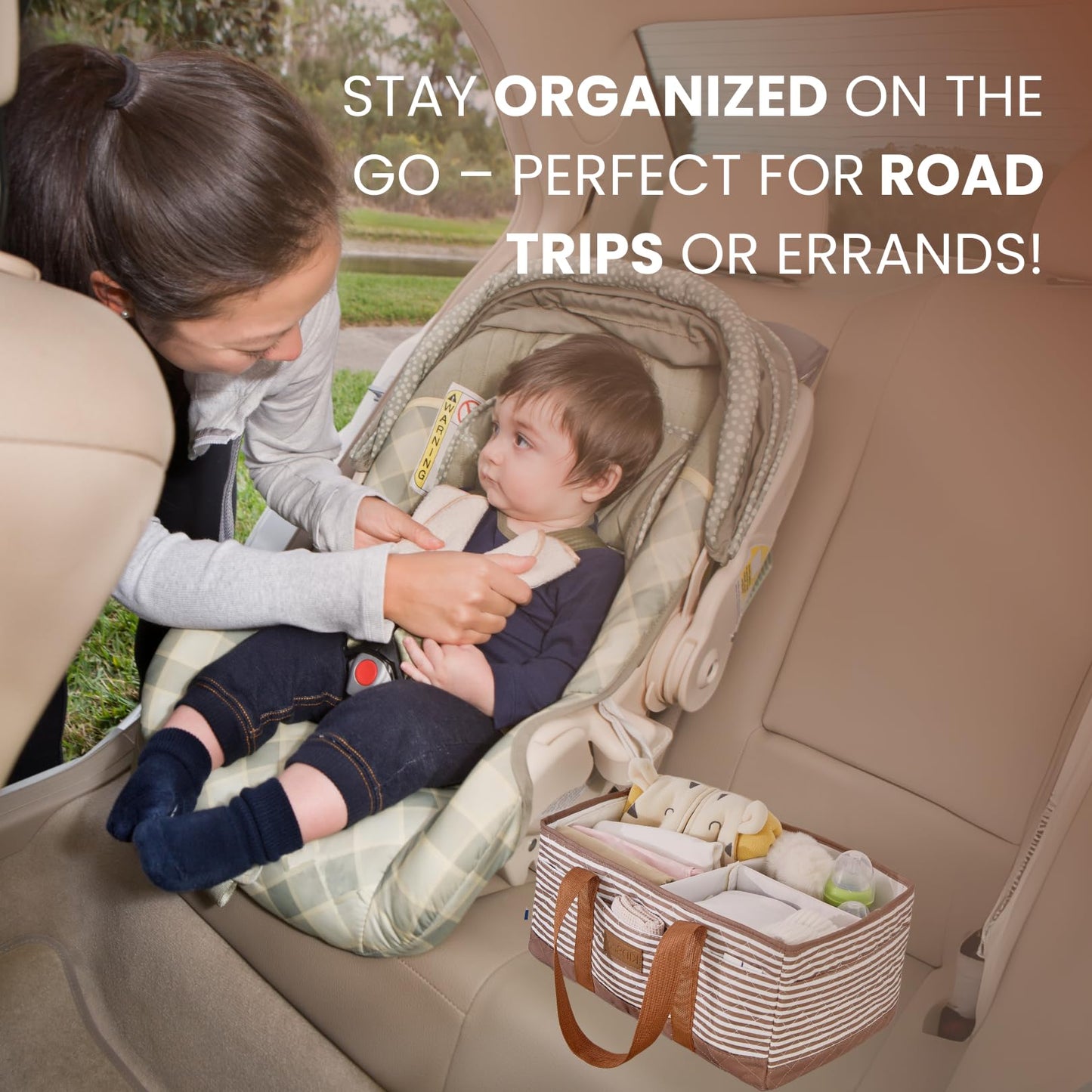 KIDSco. Baby Diaper Caddy. Portable Storage for Diapers, Wipes and Changing Table Essentials. A Nursery and Travel Must Have.