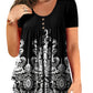 BeadChica Women's Plus Size Tunic Tops Casual Flowy Tshirts Ruched Botton Up Short Sleeve Blouses-Floral-XL White Pattern
