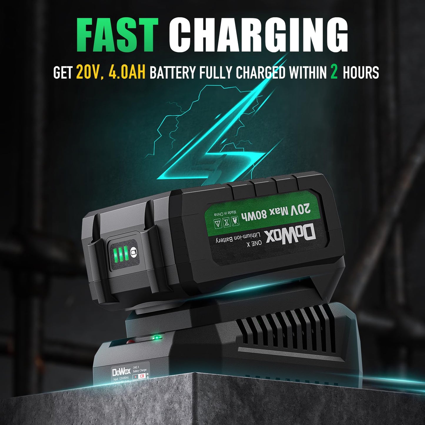 DOWOX Cordless Impact Wrench 1/2 Inch, High Torque 1200 Ft-lbs Brushless Impact Gun, 20V Power 4.0 Ah Battery, Fast Charger, 5 Pcs Sockets and Tool Box Kit