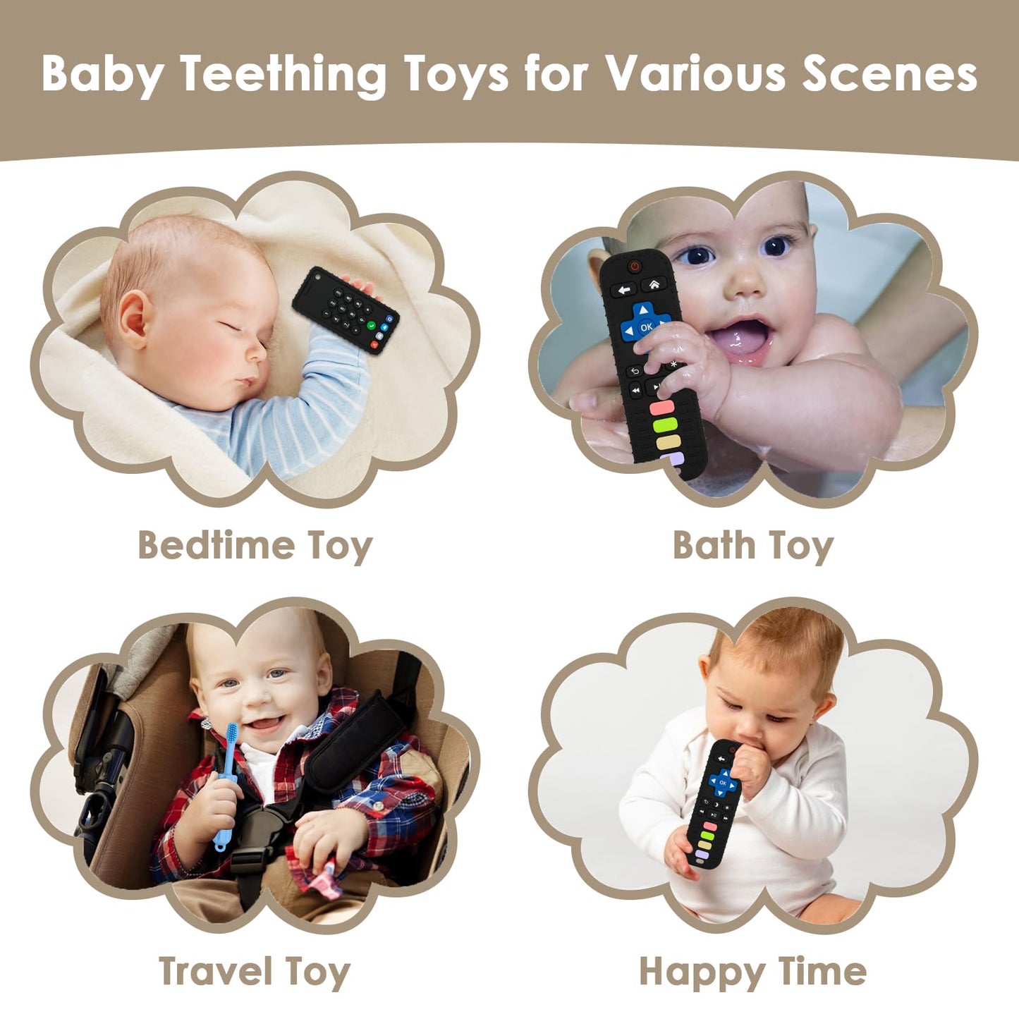 ZOEDO Baby Teething Toys, Remote Control Shape Teething Toys, Cell Phone Teether for Babies, Toy Chew for Babies 3-24 Months, BPA Free & Refrigerator Safe