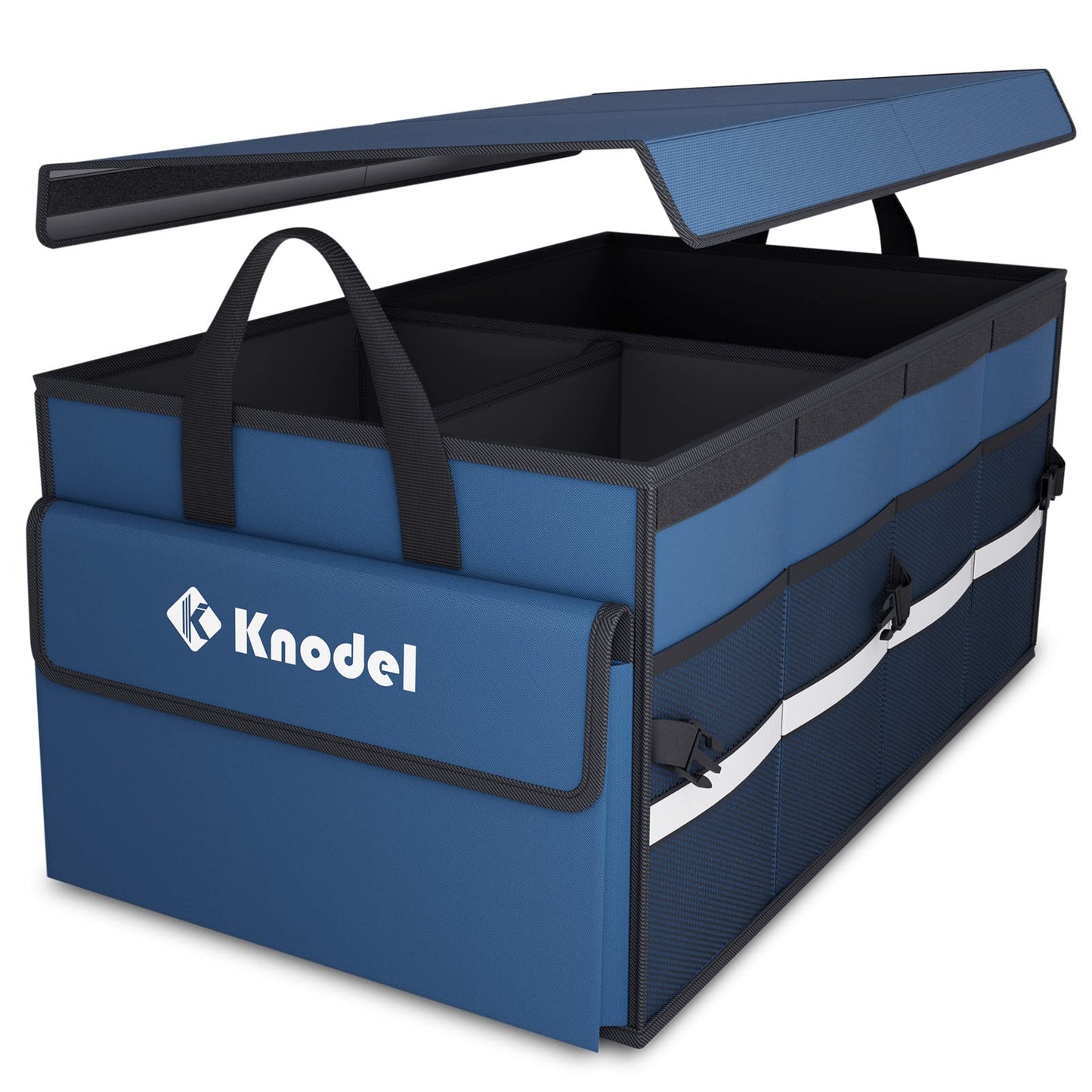 K KNODEL Car Trunk Organizer with Lid, Collapsible Car Trunk Storage Organizer, Car Organizer and Storage for SUV, Truck, Sedan (2C, Black)