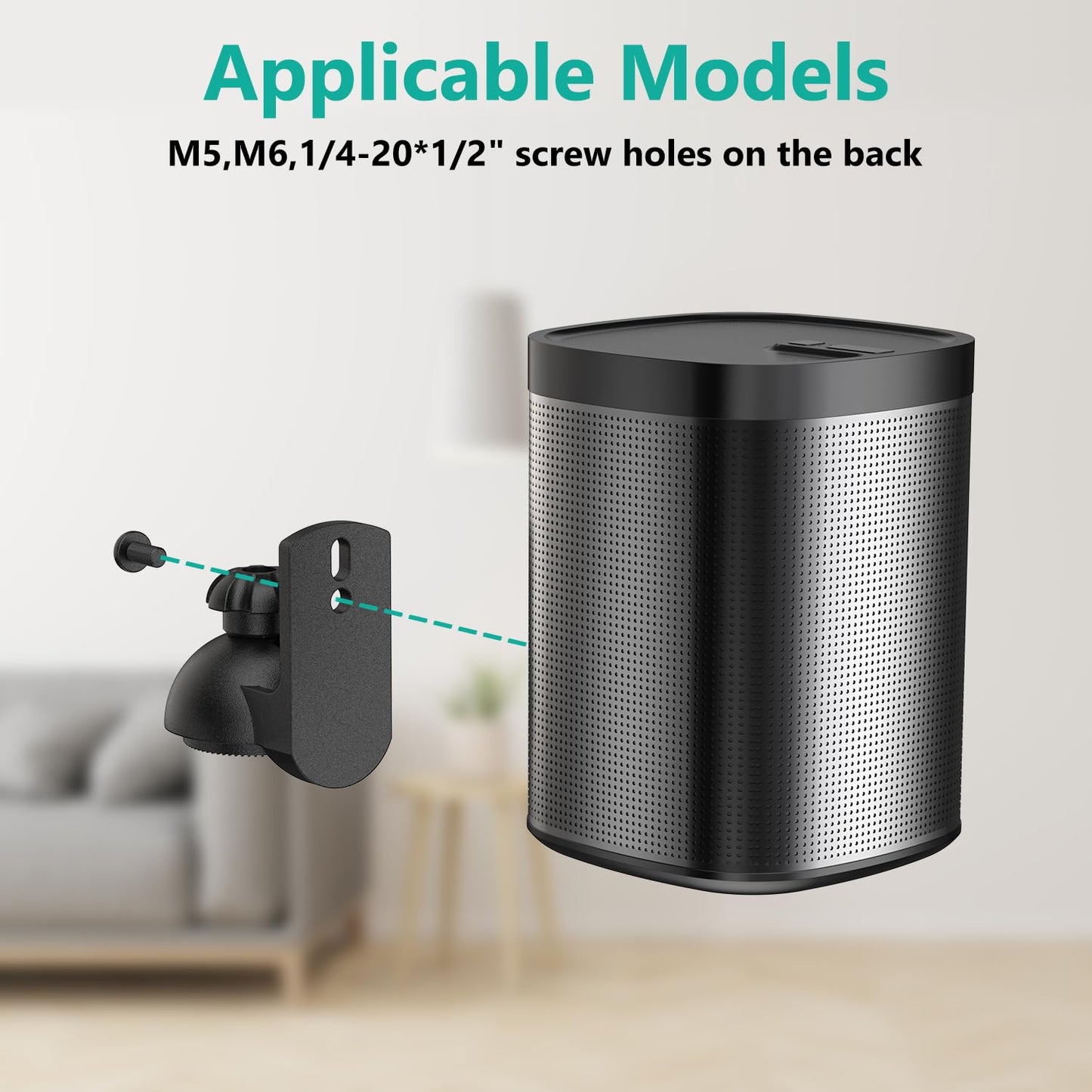 WALI Speaker Wall Ceiling Mounts One Pair, Bookshelf Speaker Wall Mount Brackets, Surround Sound Speaker Mounts, Hold up to 7.7 lbs (SWM202), Black