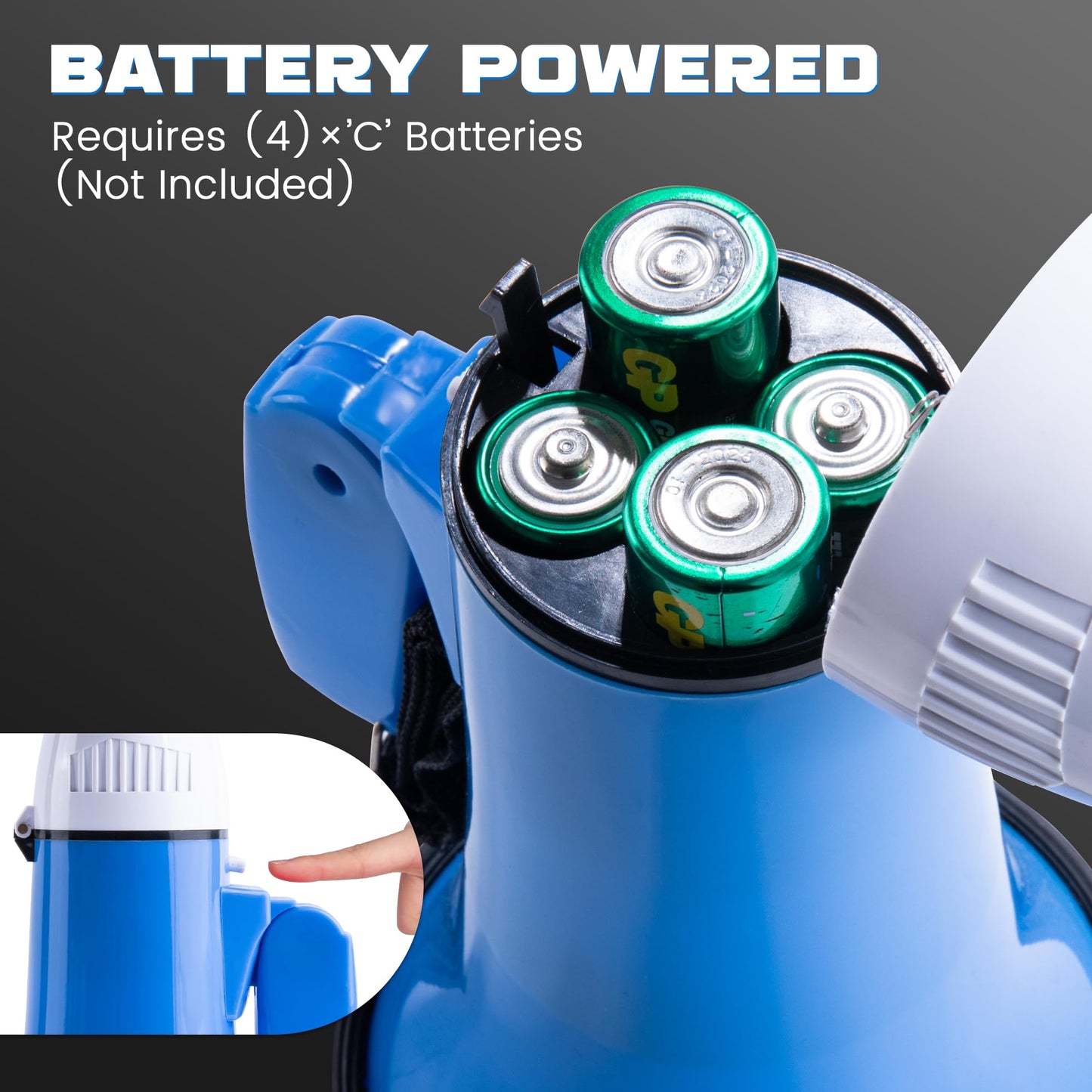 MyMealivos Portable Megaphone Bullhorn 20 Watt Power Megaphone Speaker Voice and Siren/Alarm Modes with Volume Control and Strap (White&Blue)