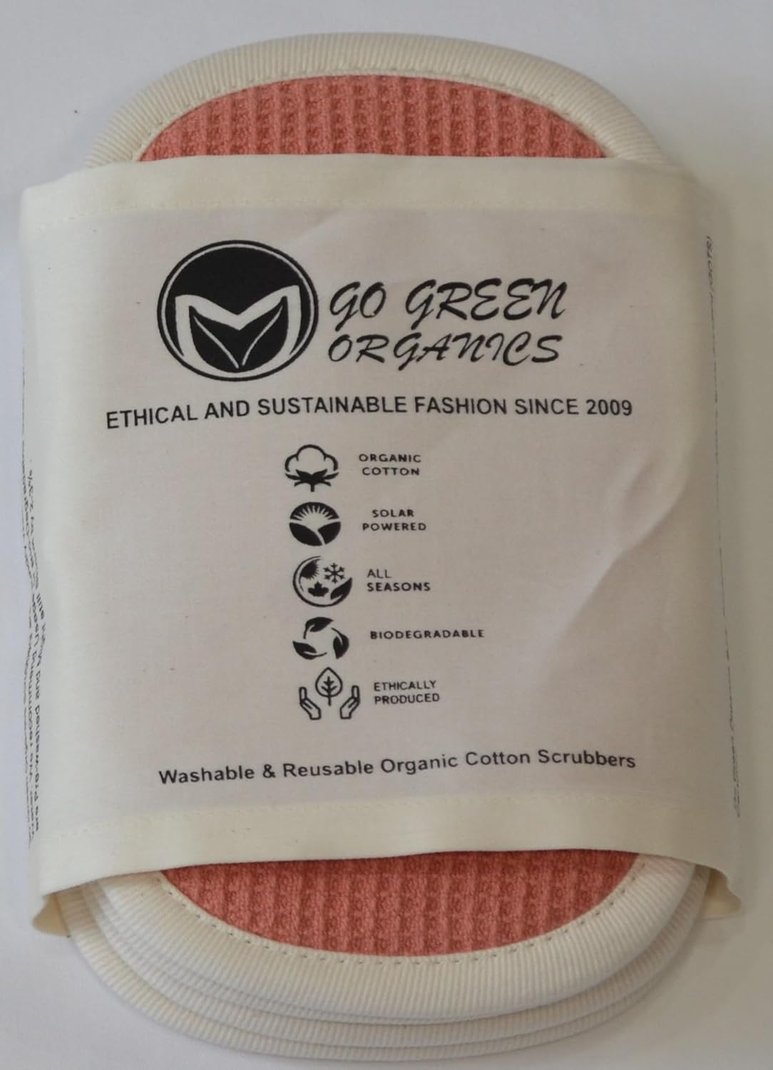 Organic Cotton Reusable Long Lasting Sponge Scrubber - Pack of 4 - Sustainable & Eco-Friendly - GOTS Certified - Go Green Organics Cleaning Sponges (17 x 11 Cms) Canyon Clay