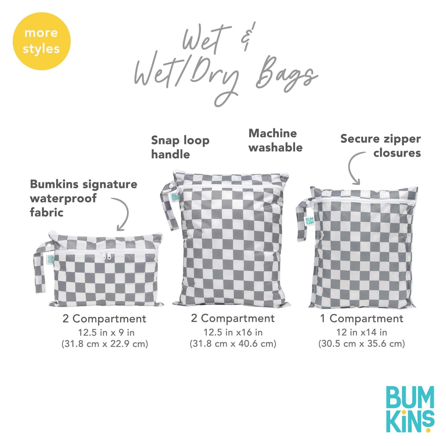 Bumkins - Waterproof Wet Bag - For Baby, Travel, Swim Suit, Cloth Diapers, Pump Parts, Pool, Gym, Toiletry, Strap to Stroller - Reusable & Easy to Clean - 2pk - Desert Boho