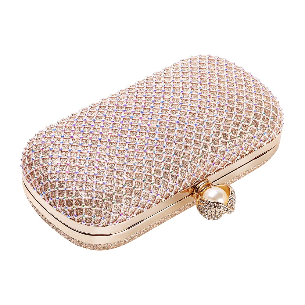 Mulian LilY M106 Glitter Clutch Purse For Women Sparkly evening bags Prom Party Handbag Rose Gold