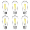 Ascher Vintage LED Edison Bulbs, 6W, Equivalent 60W, Non-Dimmable, High Brightness Cool White 4000K, ST58 Antique LED Filament Bulbs with 80+ CRI, E26 Medium Base, Clear Glass, Pack of 6