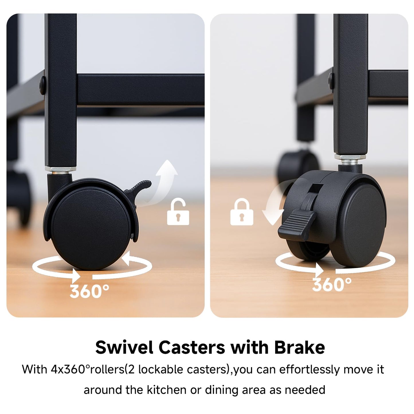 INHABIT UNION Kitchen Island with Power Outlet, 31.49" L Rolling Kitchen Cart with 3 Tier, Industrial Island Counter with Large Workstation, for Kitchen, Dining Room, Rustic Brown and Black