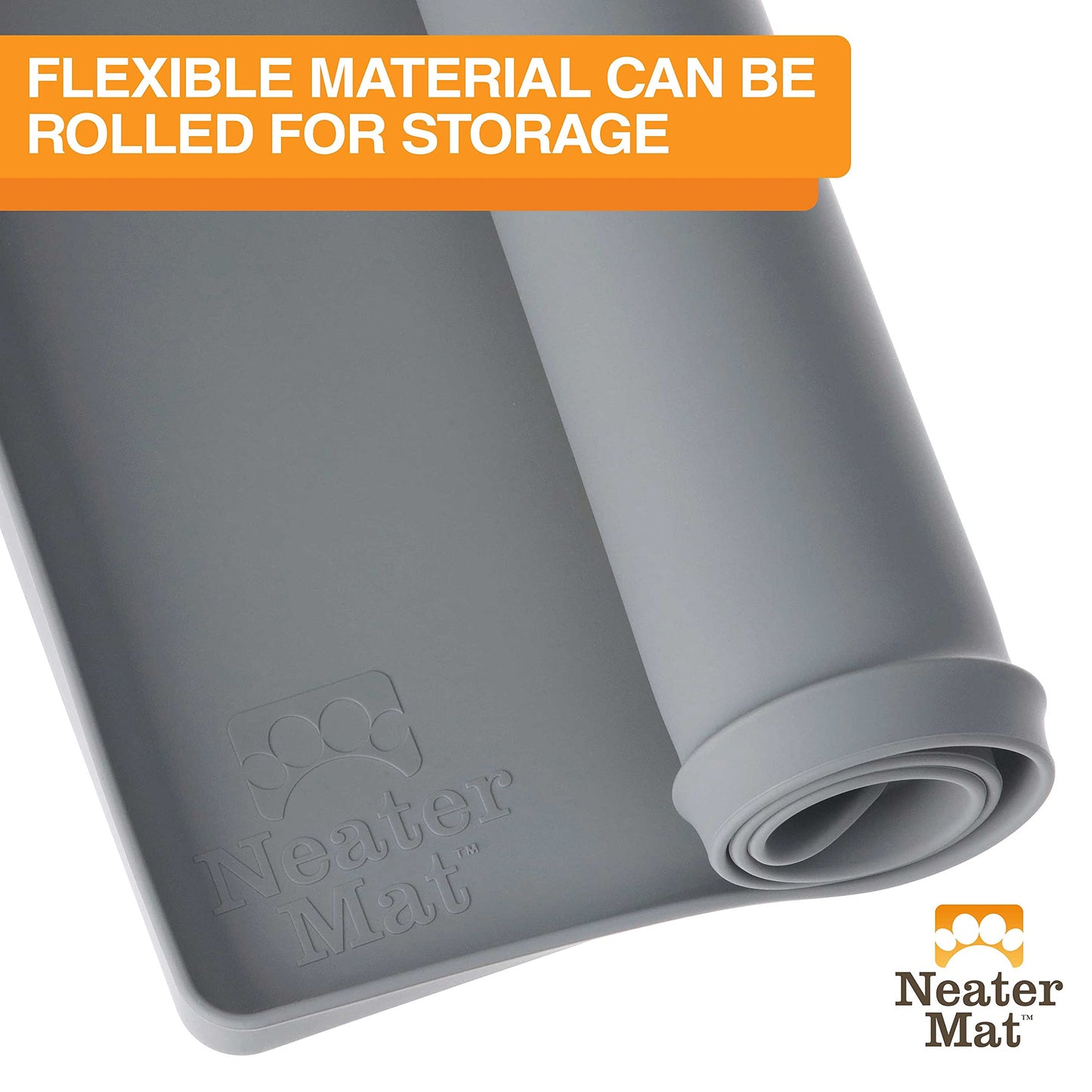 Neater Pet Brands Neater Mat - Waterproof Silicone Pet Bowls Mat - Protect Floors from Food & Water (19" x 12", Gunmetal)