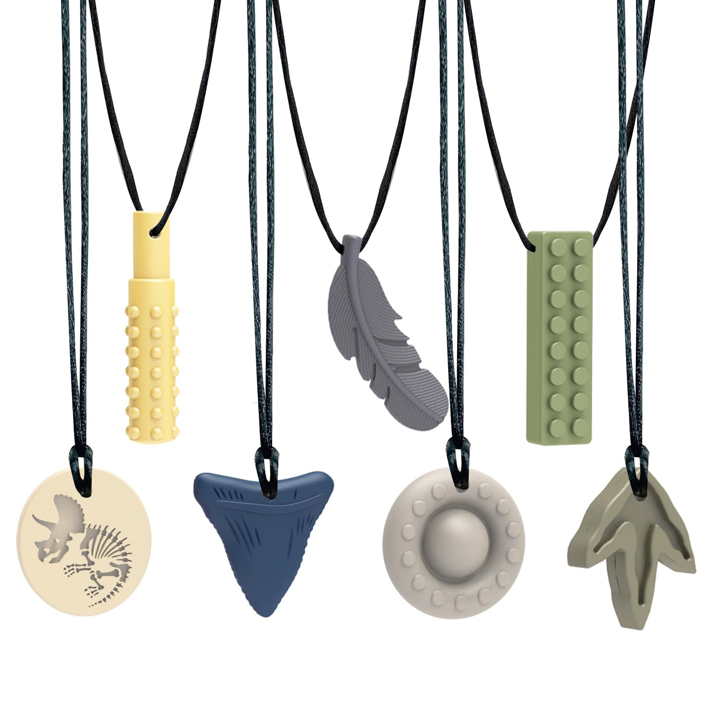 Chew Necklaces for Sensory Kids Teether Autism ADHD Silicone Teething Toys Anxiety Relief to Reduce Fidgeting Stress Oral Fixation 7 Packs