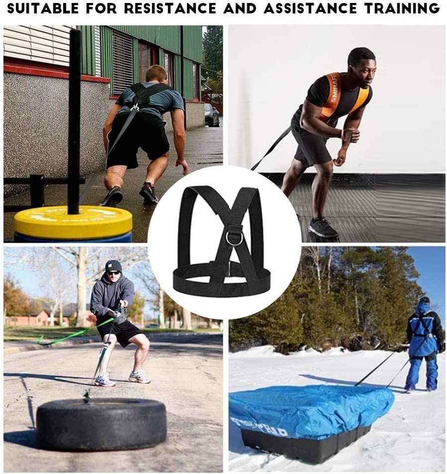 OYINDIZ Weight Sled Harness Set, 5 PCS Pulling Strap for Running, Speed Power Agility Training Full Body Workout Football Exercise Equipment for Outdoor Men and Women 6.6FT