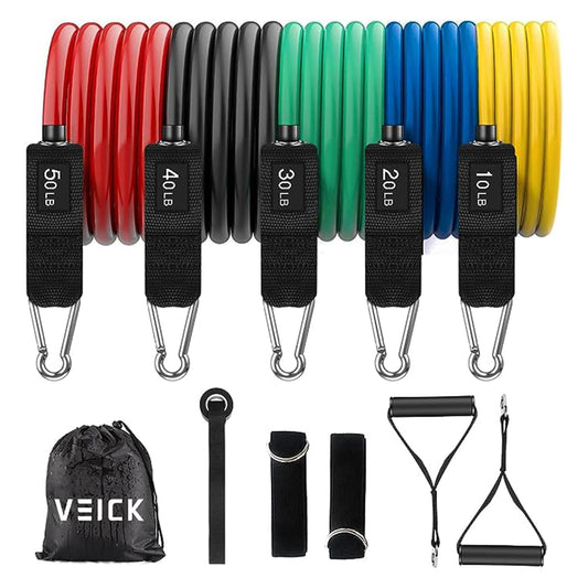 VEICK Resistance Bands, Exercise Bands, Workout Bands, Resistance Bands for Working Out with Handles for Men and Women, Exercising Bands for Fitness Weights Work Out at Home