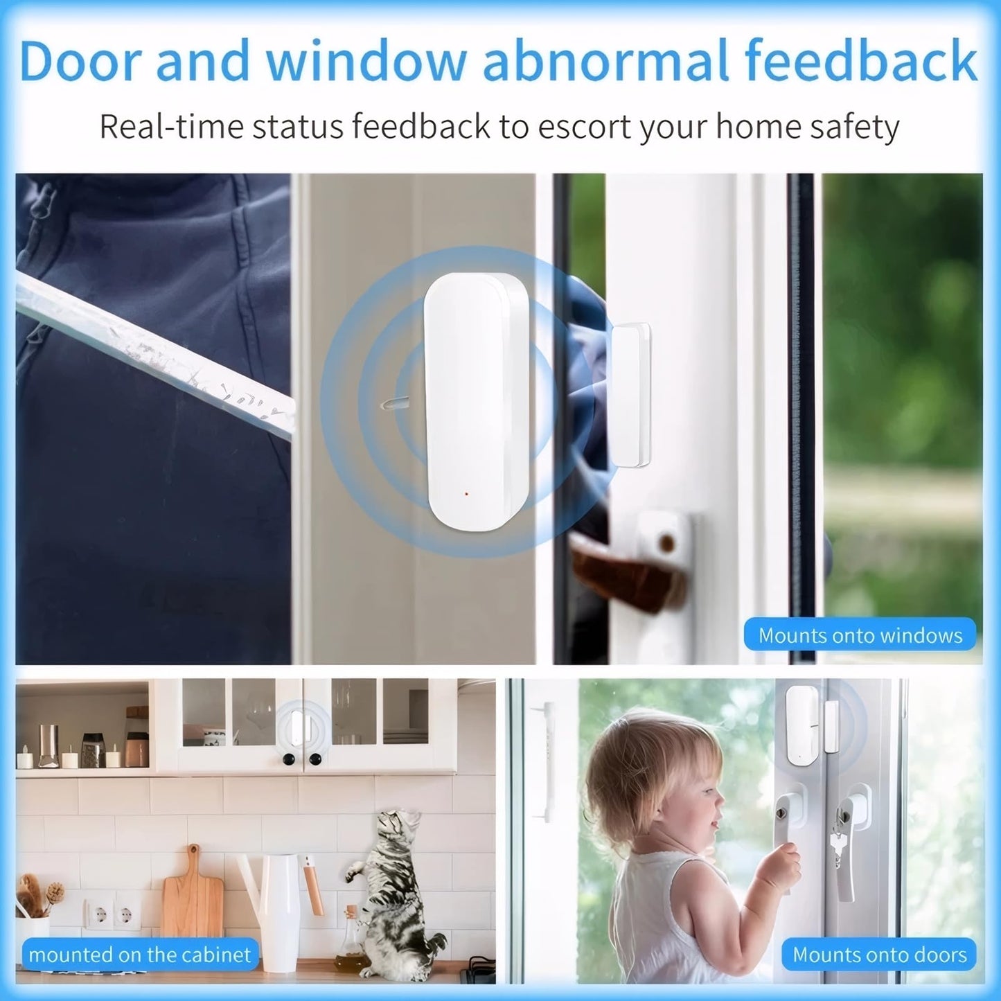 Sanofuturion Smart WiFi Door/Window Sensor | Tuya Smart Alarm, Wireless Entry Detector with Real-Time Alerts, Compatible with Alexa/Google Home, No Hub Required (1Pack)