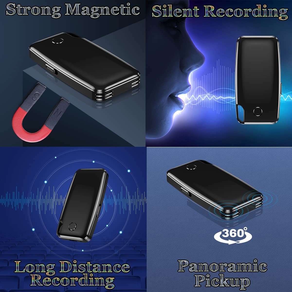 Voice Recorder, 64GB Voice Activated Recorder with 1136 Hours Recording Capacity, Digital Voice Recorder, 30 Hours Battery Time Portable Recording Devices