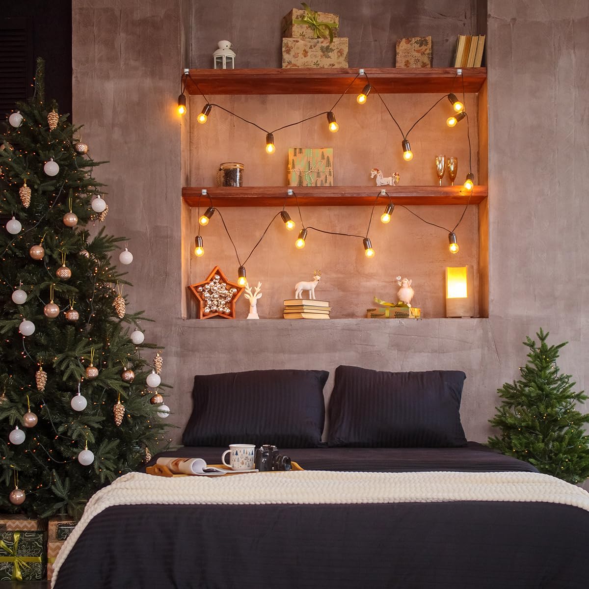 KGROTE 60Pcs Christmas Light Clips, Hooks for Outdoor String Lights Clips, Adhesive Cord Organizer Hooks, Sticky Wire Holder for Hanging Christmas Lights, Wall Cable, Fairy Lights (Clear, Small)