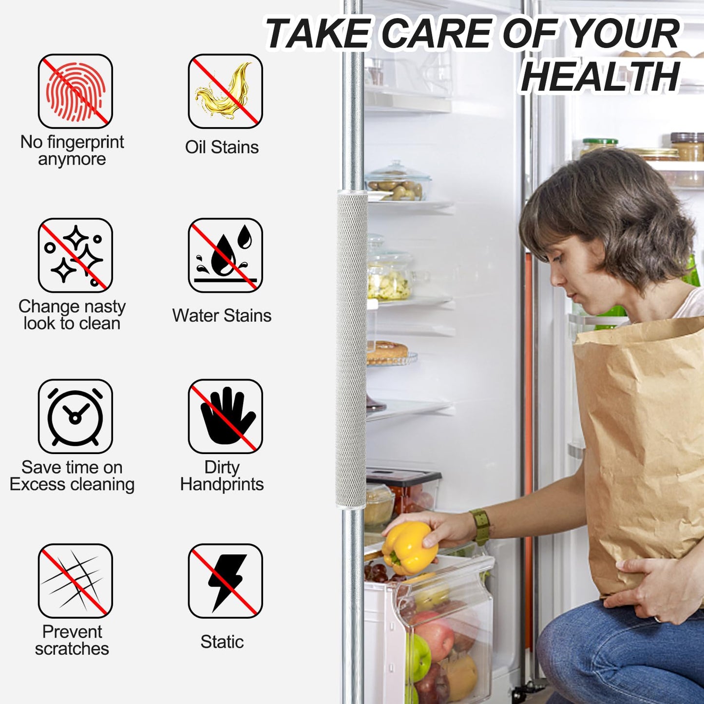 Sheskind Refrigerator Door Handle Covers Keep Fridge Clean and Beautiful, Pack of 2 (16"*4", Plush)