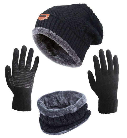 HINDAWI Winter Hat Scarf Gloves Slouchy Beanie Snow Knit Skull Cap Touch Screen Mittens Circle Scarves for Women Men