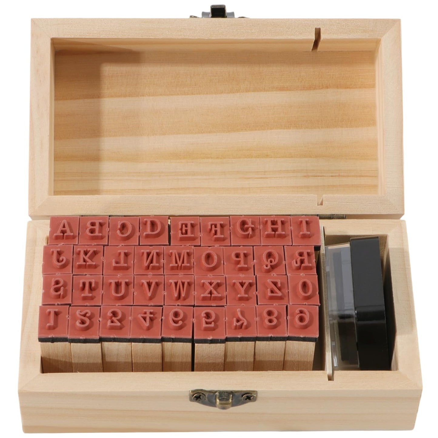 Rubber Stamp Letters Alphabets, Dedoot 70 pcs Alphabet Mini Stamps for Pottery Vintage Wooden Number and Letter Symbol for Clay Crafts, Card Making, Kids Painting