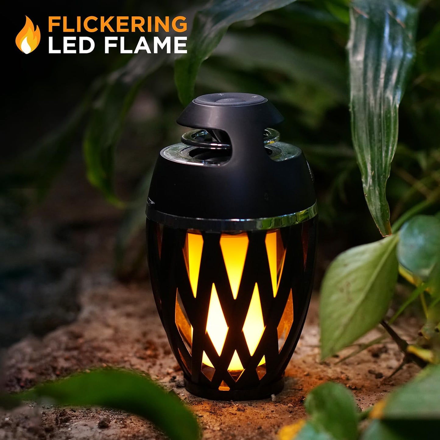 TikiTunes Portable Bluetooth 5.0 Indoor/Outdoor Wireless Speaker, LED Torch Atmospheric Lighting Effect, 5-Watt Audio USB Speaker, 2000 mAh Battery for iPhone/iPad/Android