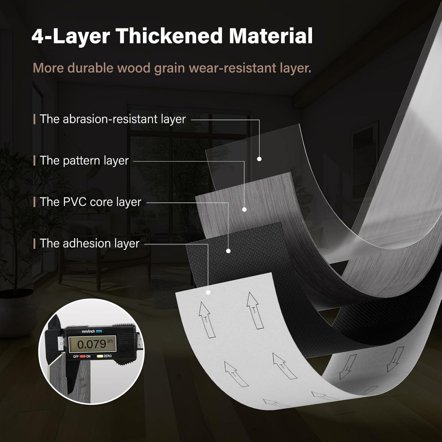 INMOZATA Peel and Stick Floor Tile Vinyl Flooring, Waterproof Vinyl Plank Flooring 36-Pack 54 Sq.Ft Wood Grain Self Adhesive Peel and Stick Flooring for Bedroom, Living Room, Kitchen, RV(Deep Gray)