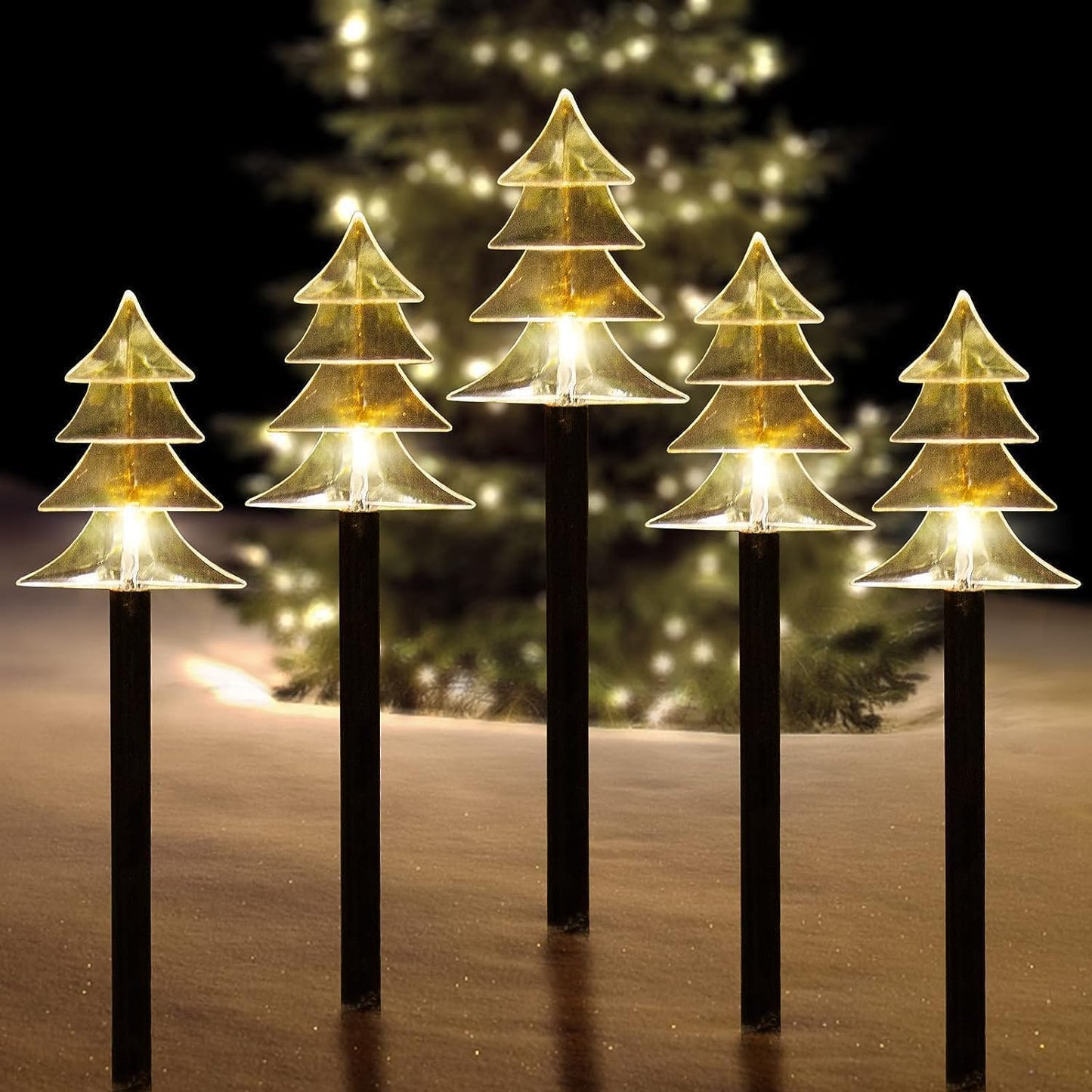 ILLUMINEW Outdoor Christmas Decorations, Solar Christmas Pathway Lights, Set of 5 Waterproof Landscape Christmas Lights, LED Lights for Yard Lawn Patio Walkway Decor