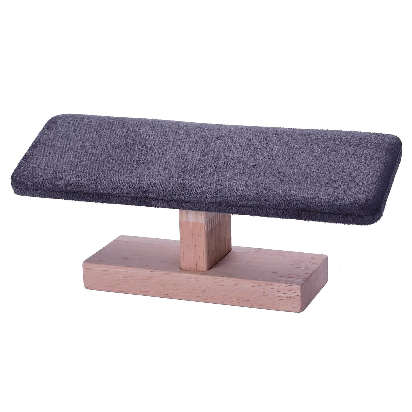 Wooden Watches Display tower Base Watch Necklace Bracelet Organizer Rack Bangle Scrunchie Headband Showcase tower (Dark Grey Suede, Flat single-layer)
