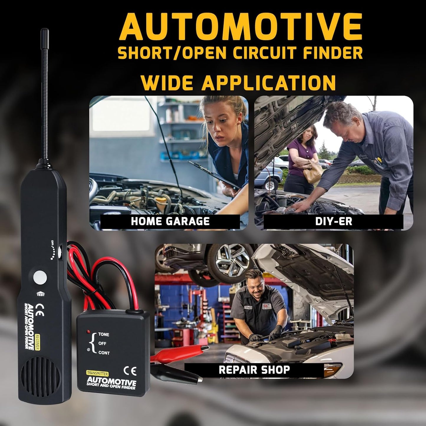 Automotive Electrical Open&Short Finder Circuit Tester Circuit Finder Detector Tone Generator Cable Wire Breaker Tracker Circuit Fault Finder DC 6-42V Car Diagnostic Tool