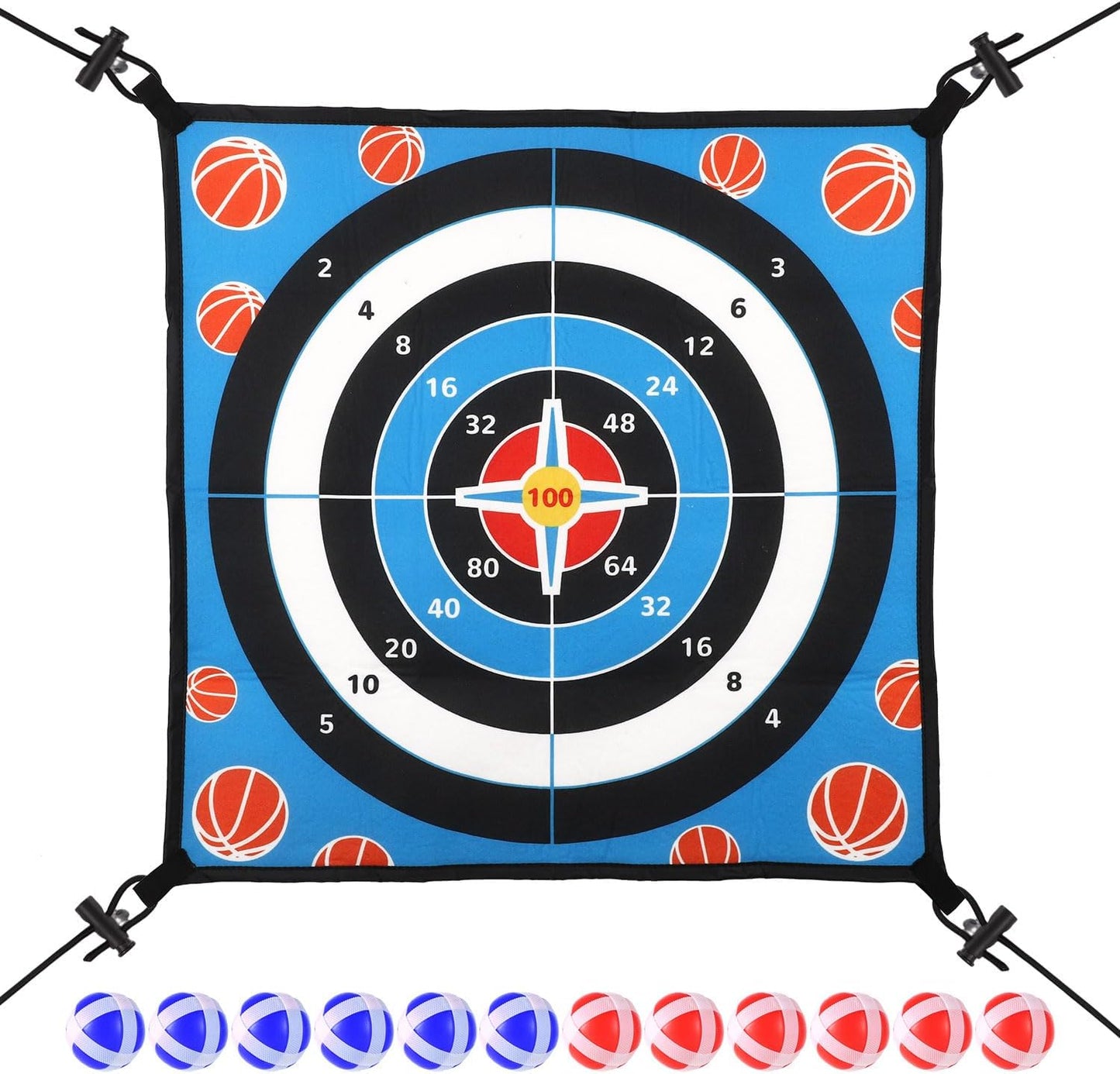 Trampoline Dart Board Game Accessory, Dart Board Game for Kids with 12 Sticky Balls Trampoline Toy Accessory Trampoline Toss Game for 8/10/12/14ft Trampolines Indoor Outdoor Party Game