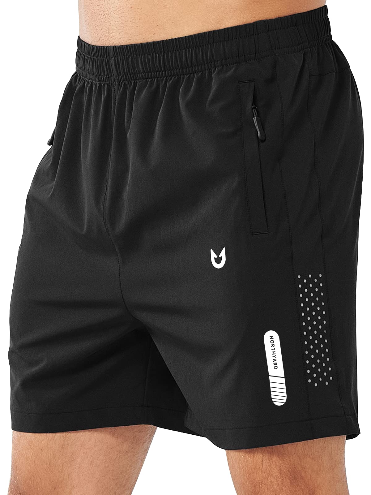 NORTHYARD Men's Athletic Running Shorts Quick Dry Workout Shorts 7"/ 5"/ 9" Lightweight Sports Gym Basketball Shorts Hiking Exercise Black-5inch L