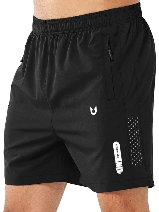NORTHYARD Men's Athletic Running Shorts Quick Dry Workout Shorts 7"/ 5"/ 9" Lightweight Sports Gym Basketball Shorts Hiking Exercise Black-5inch L
