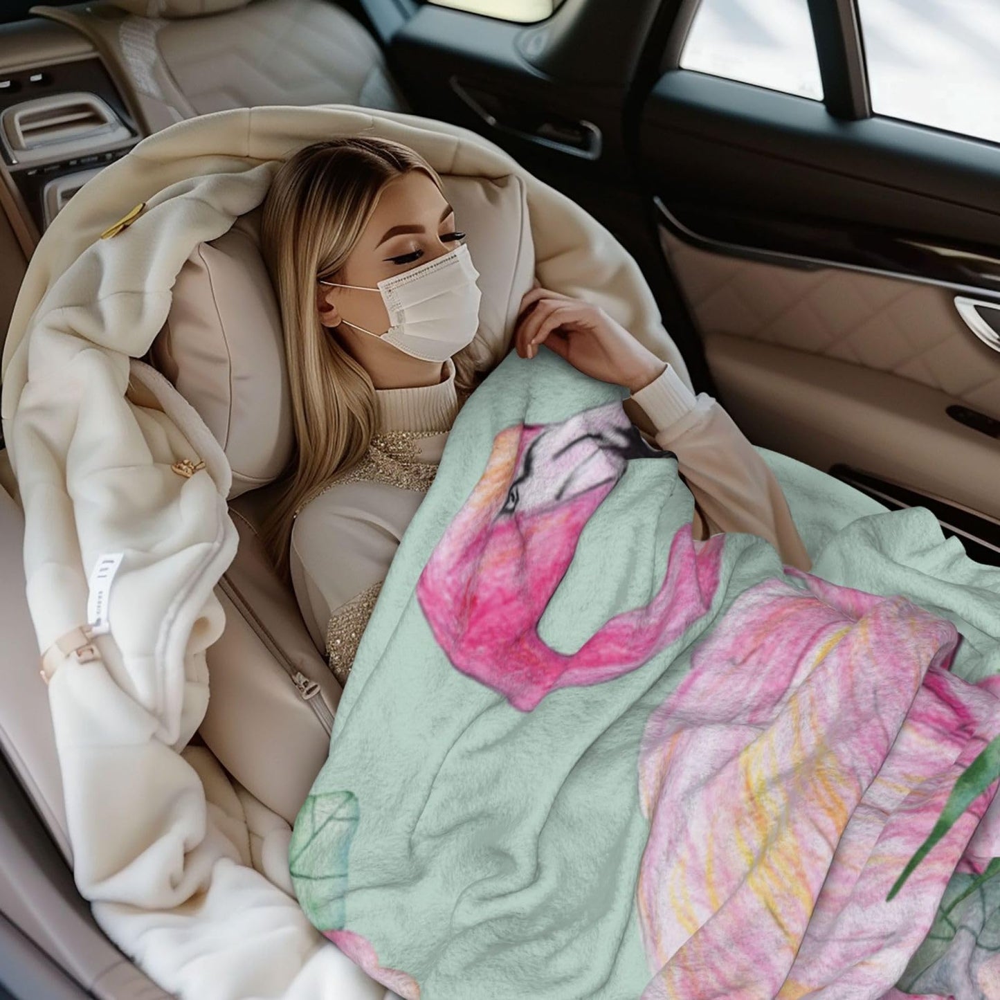 Duduho Pink Flamingo Watercolor Floral Bed Blanket Ultra Soft Throw Blanket All Season Warm Light Weight Cozy Plush Blankets for Home Bedroom Sofa Chair Travel, 50"X40"