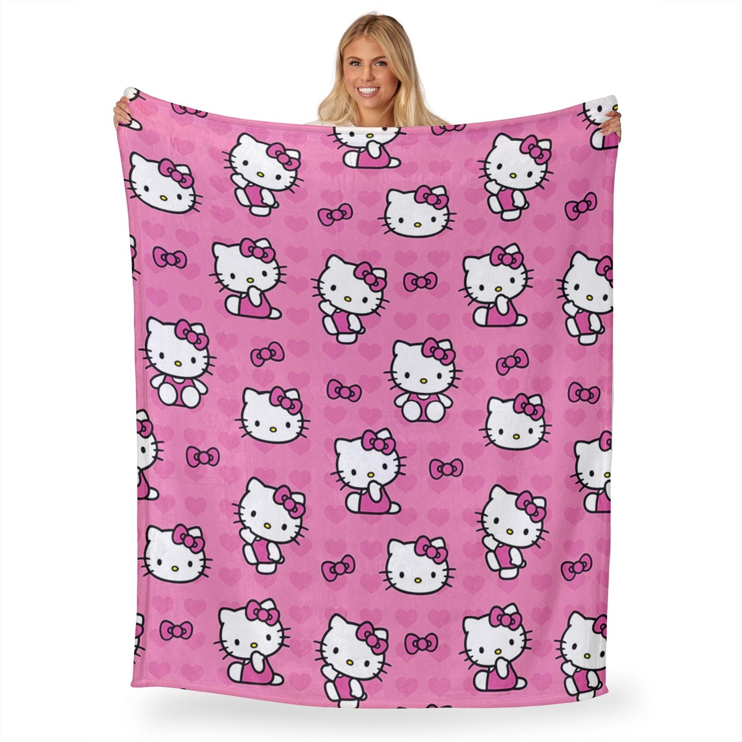 Northwest Hello Kitty Silk Touch Throw Blanket, Soft, Cozy, 50 x 70 Inches, I Love Pink Design
