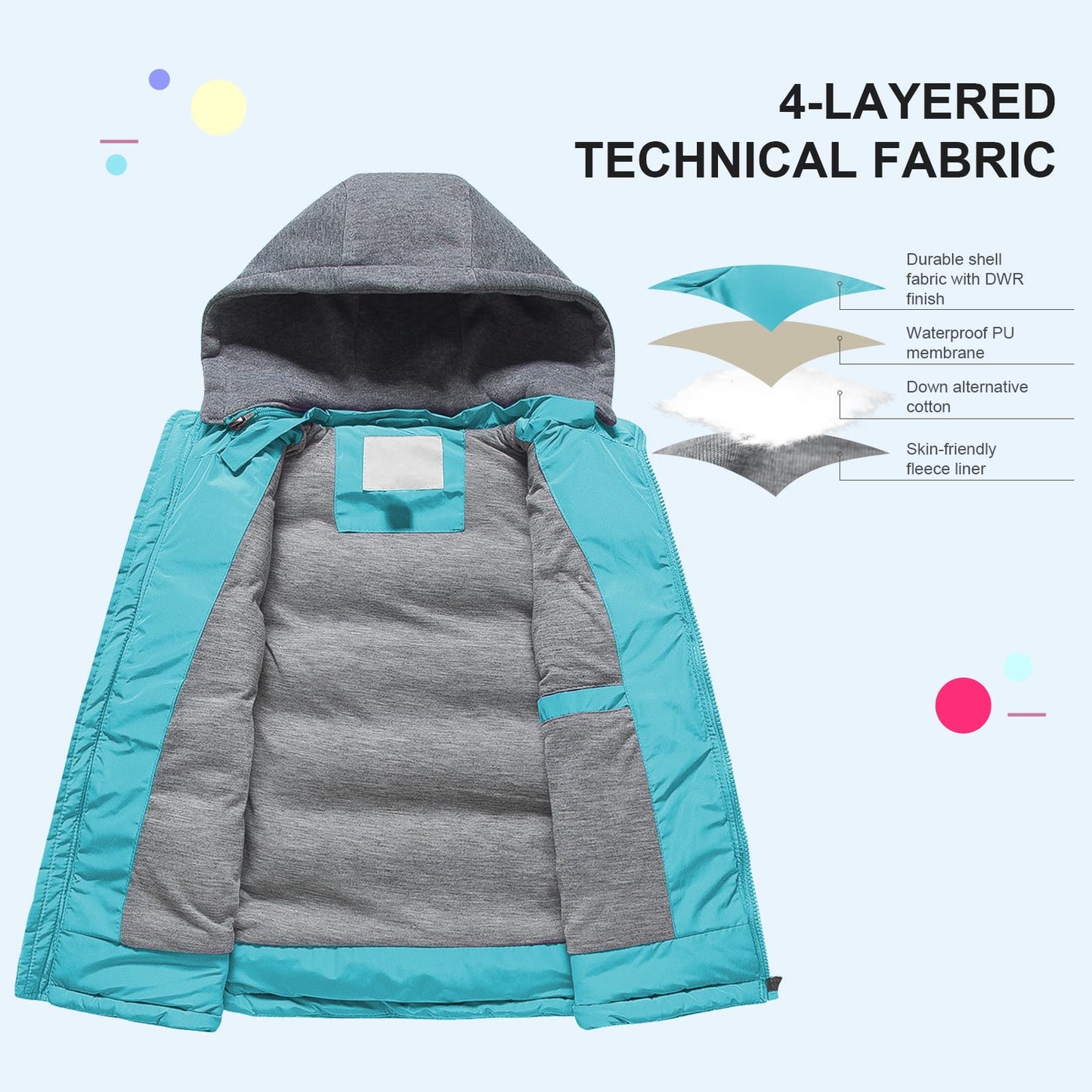 Pursky Kids Thicken Puffer Vest Warm Winter Coat Hooded Puffy Jacket Quilted Winter Outerwear Blue 10-12