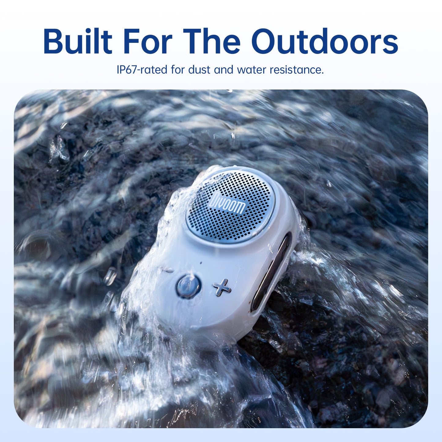 Divoom Itour-S Portable Mini Wearable Bluetooth Speaker, Big Audio and Punchy Bass,Clip-On Design, IP67 Waterproof and Dustproof,10 Hours Playtime,Speaker for Home Travel Office and Outdoors (White)