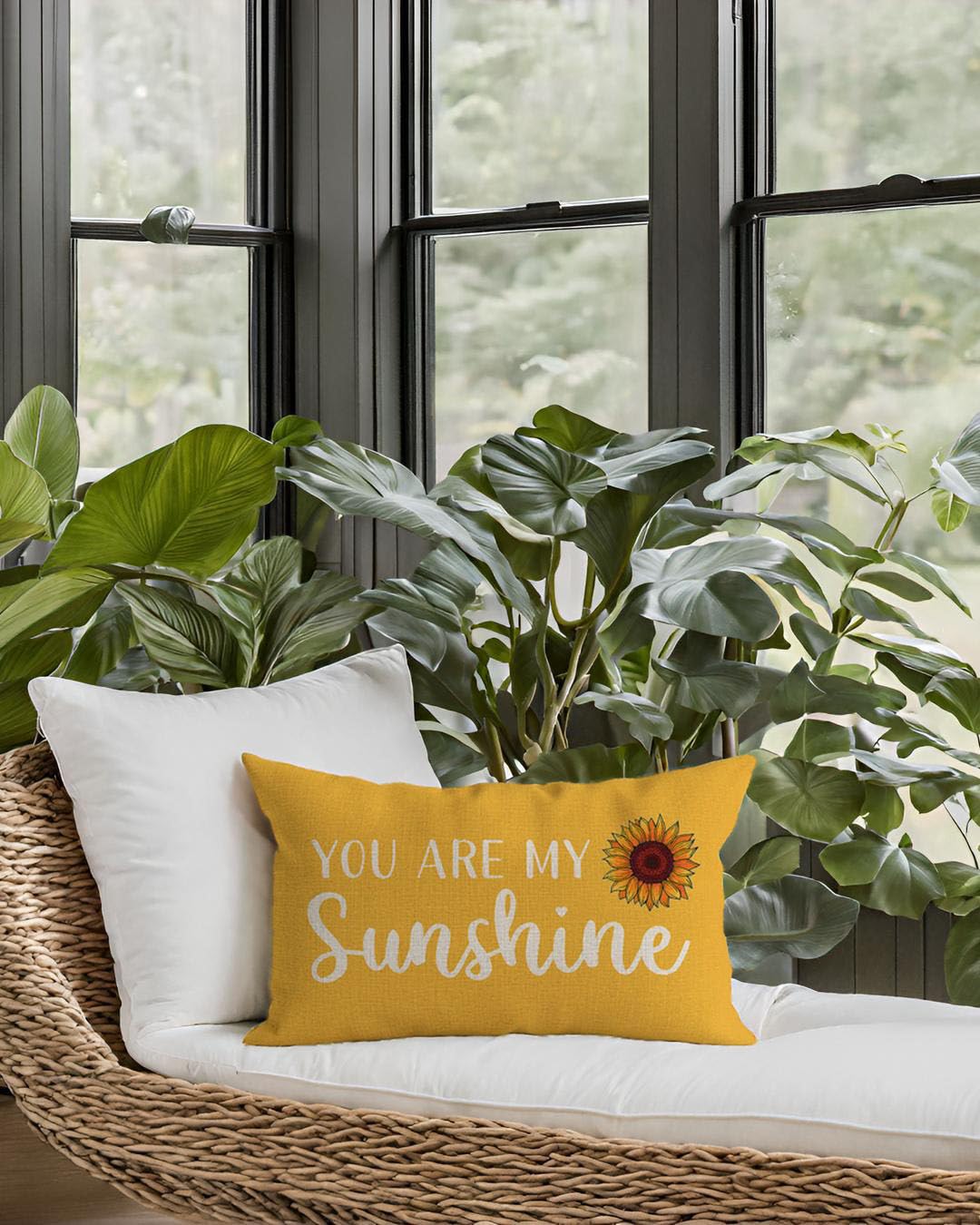 PANDICORN You are My Sunshine Throw Pillow Cover 12x20 Inch Sunflower Yellow Outdoor Spring Summer Farmhouse Decorations Lumbar Decorative Cushion Case for Home Living Room Bedroom Sofa Couch Decor